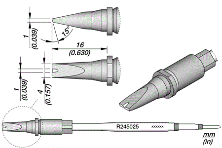 Cartridge Grooved Chisel 4X1 Long